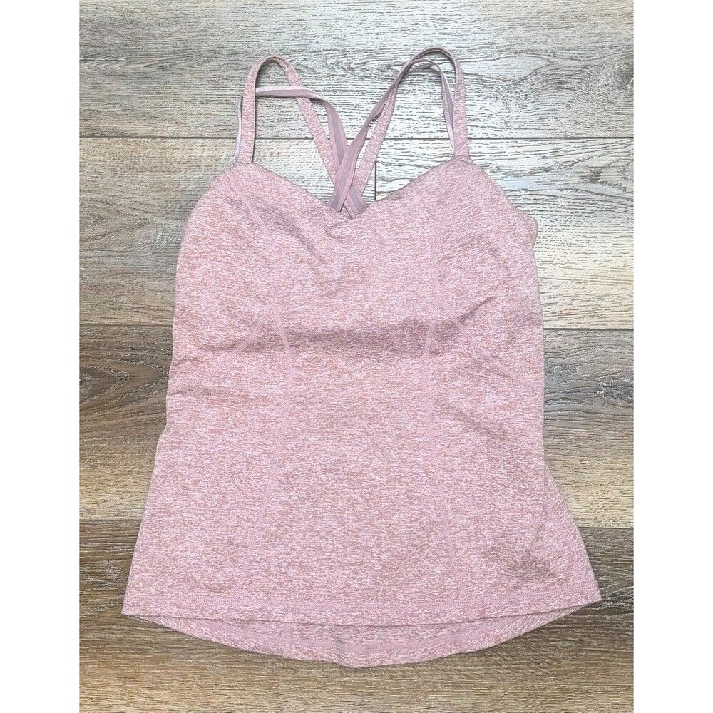 Zella Womens Small Pink Athletic Tank Top Built In Bra Strappy Workout Yoga